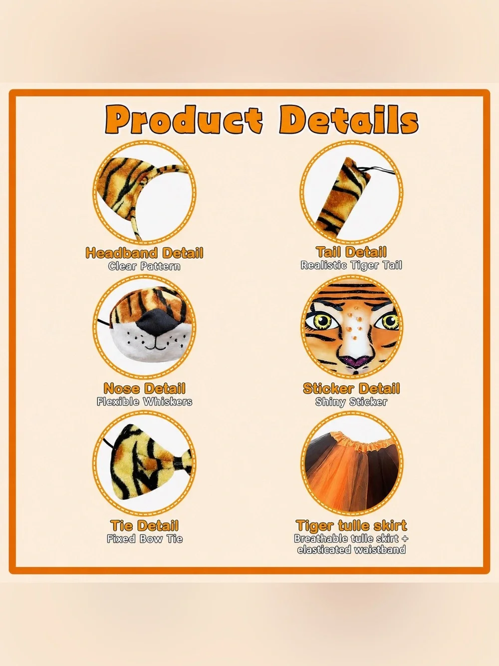 Tiger Costume Set - 6 Pieces